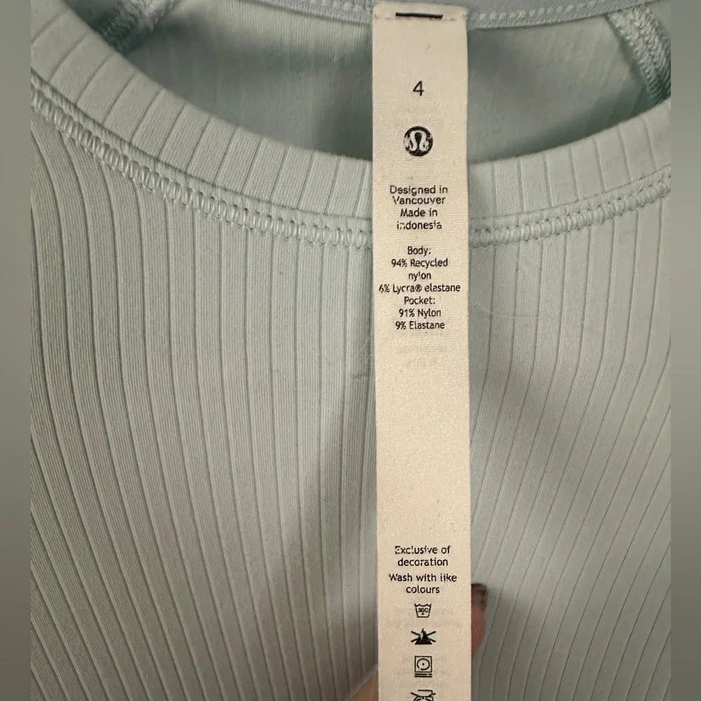 Lululemon Icy Blue Ribbed Rulu Long Sleeve Running or Training Top - Picture 3 of 7